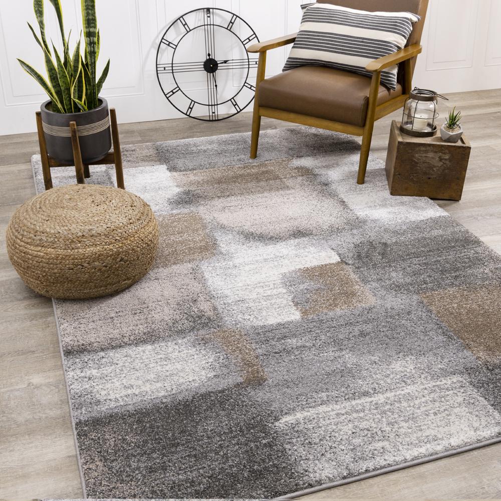 Kalora Interiors - Breeze Blue Grey Simple Patches Rug, 28in x 411in - A184/9727 80150 veiw 2