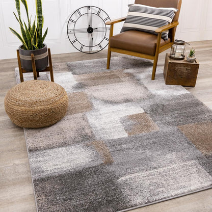 Kalora Interiors - Breeze Blue Grey Simple Patches Rug, 53in x 77in - A184/9727 160230 veiw 2