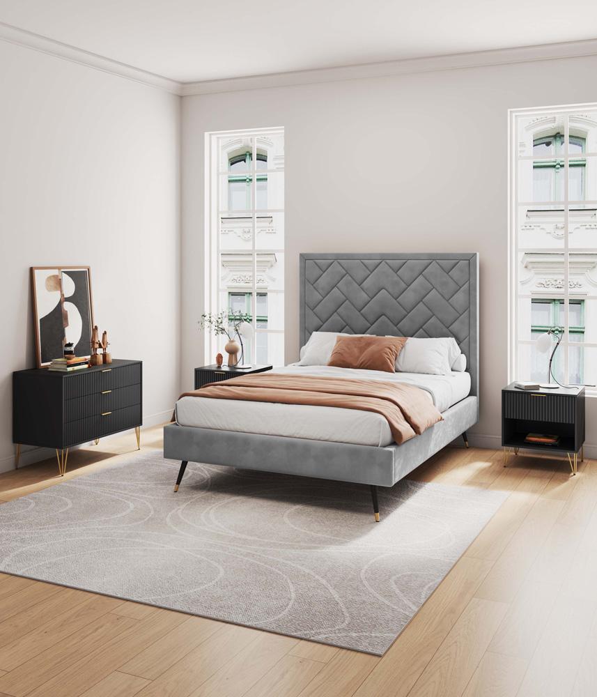 Manhattan Comfort - 2-Piece DUMBO Nightstand and Dresser with 4 Drawers in Black - 2-DB01-BK veiw 10