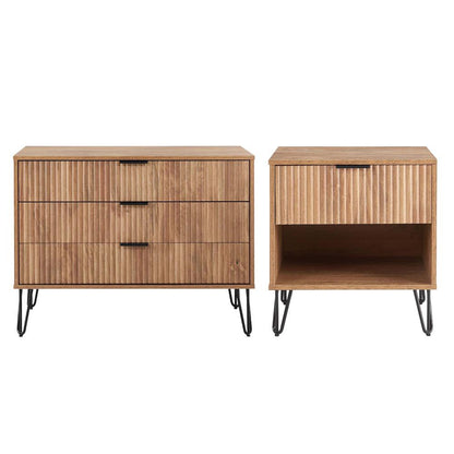 Manhattan Comfort - 2-Piece DUMBO Nightstand and Dresser with 4 Drawers in Golden Brown - 2-DB01-GB veiw 1