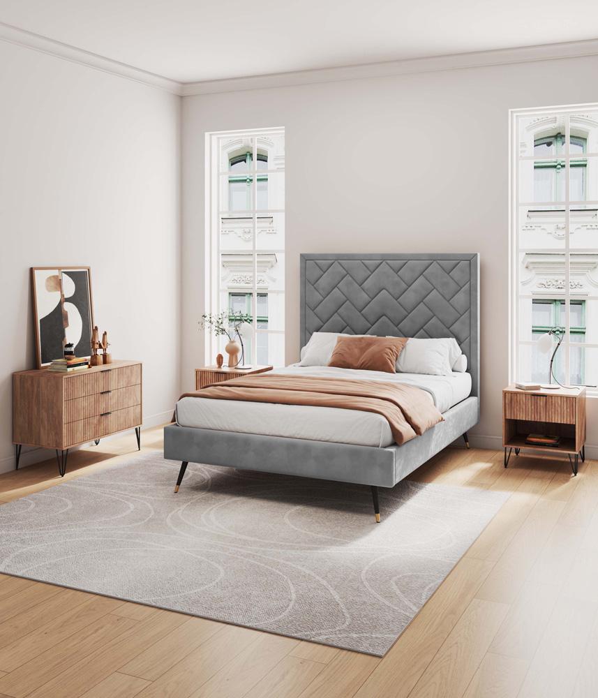 Manhattan Comfort - 2-Piece DUMBO Nightstand and Dresser with 4 Drawers in Golden Brown - 2-DB01-GB veiw 10