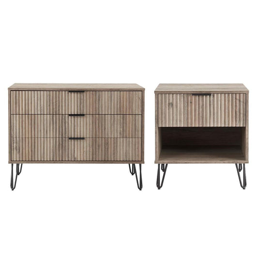 Manhattan Comfort - 2-Piece DUMBO Nightstand and Dresser with 4 Drawers in GreyRustic Grey - 2-DB01-GY veiw 1