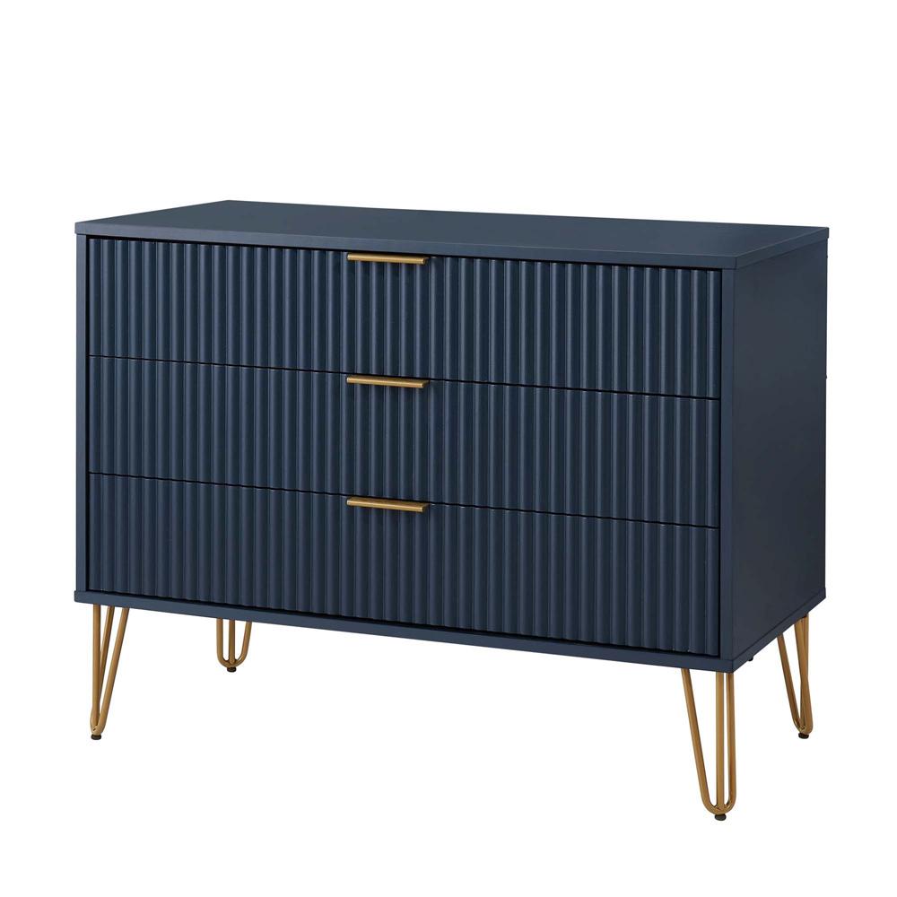 Manhattan Comfort - 2-Piece DUMBO Nightstand and Dresser with 4 Drawers in Midnight Blue - 2-DB01-MB veiw 2