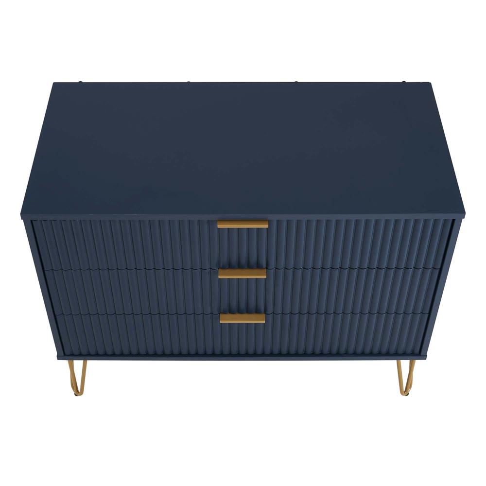 Manhattan Comfort - 2-Piece DUMBO Nightstand and Dresser with 4 Drawers in Midnight Blue - 2-DB01-MB veiw 3