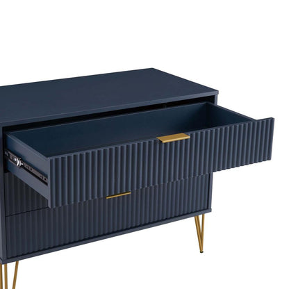 Manhattan Comfort - 2-Piece DUMBO Nightstand and Dresser with 4 Drawers in Midnight Blue - 2-DB01-MB veiw 5