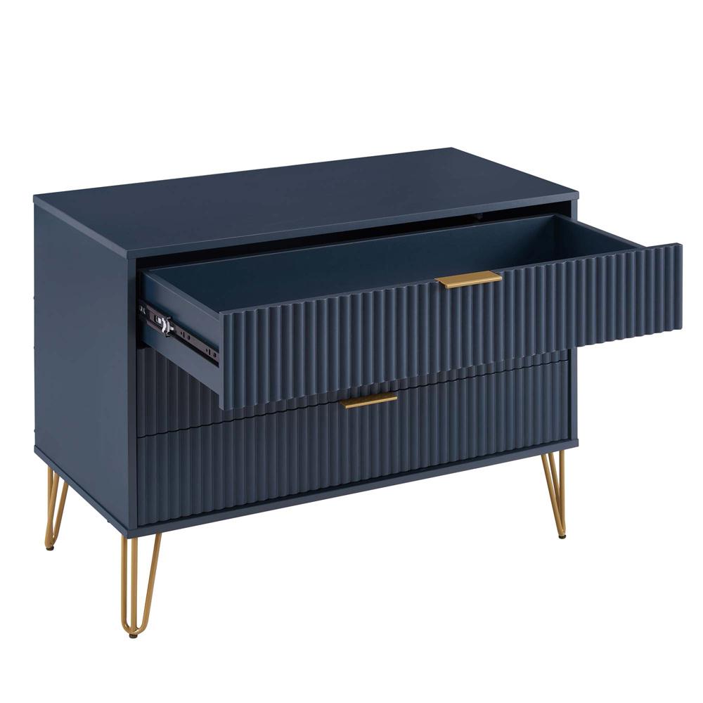 Manhattan Comfort - 2-Piece DUMBO Nightstand and Dresser with 4 Drawers in Midnight Blue - 2-DB01-MB veiw 6