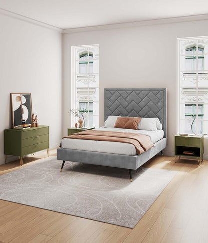 Manhattan Comfort - 2-Piece DUMBO Nightstand and Dresser with 4 Drawers in Olive Green - 2-DB01-OG veiw 10
