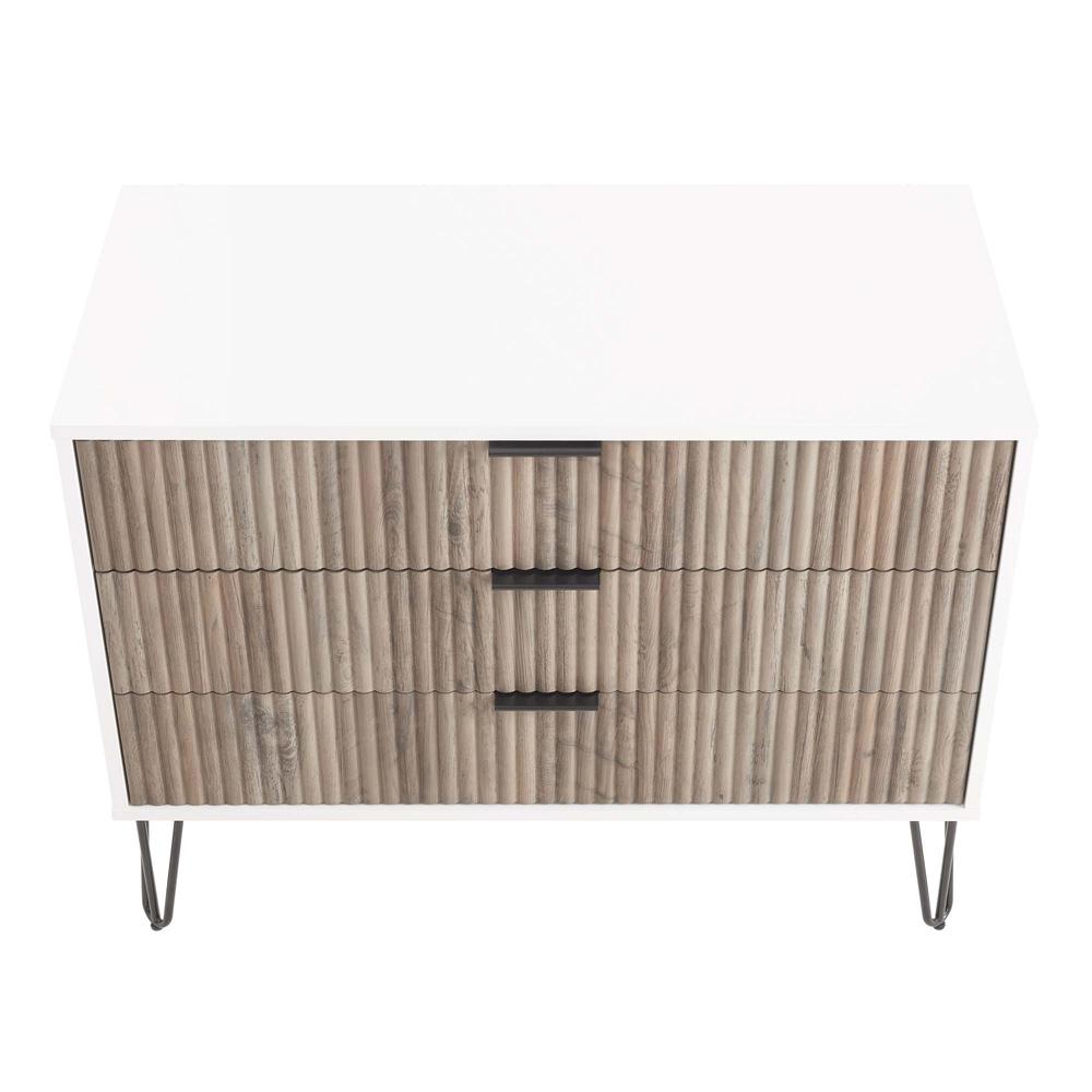 Manhattan Comfort - 2-Piece DUMBO Nightstand and Dresser with 4 Drawers in White and GreyWhite and Rustic Grey - 2-DB01-WG veiw 3