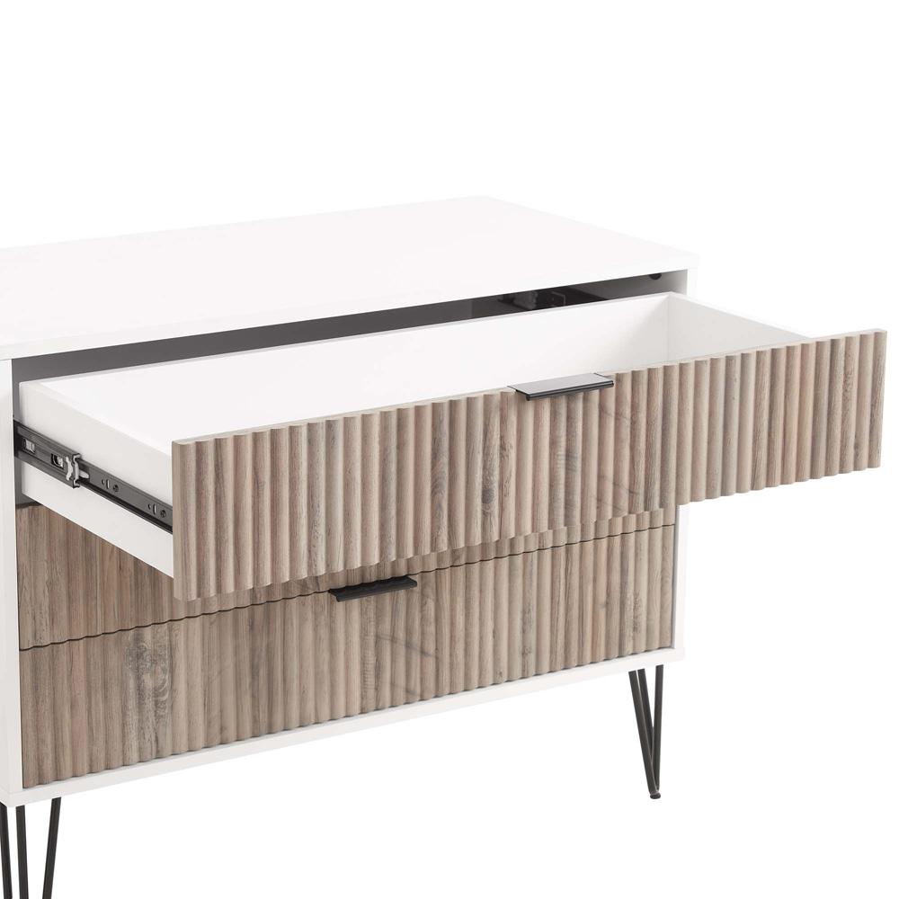 Manhattan Comfort - 2-Piece DUMBO Nightstand and Dresser with 4 Drawers in White and GreyWhite and Rustic Grey - 2-DB01-WG veiw 5