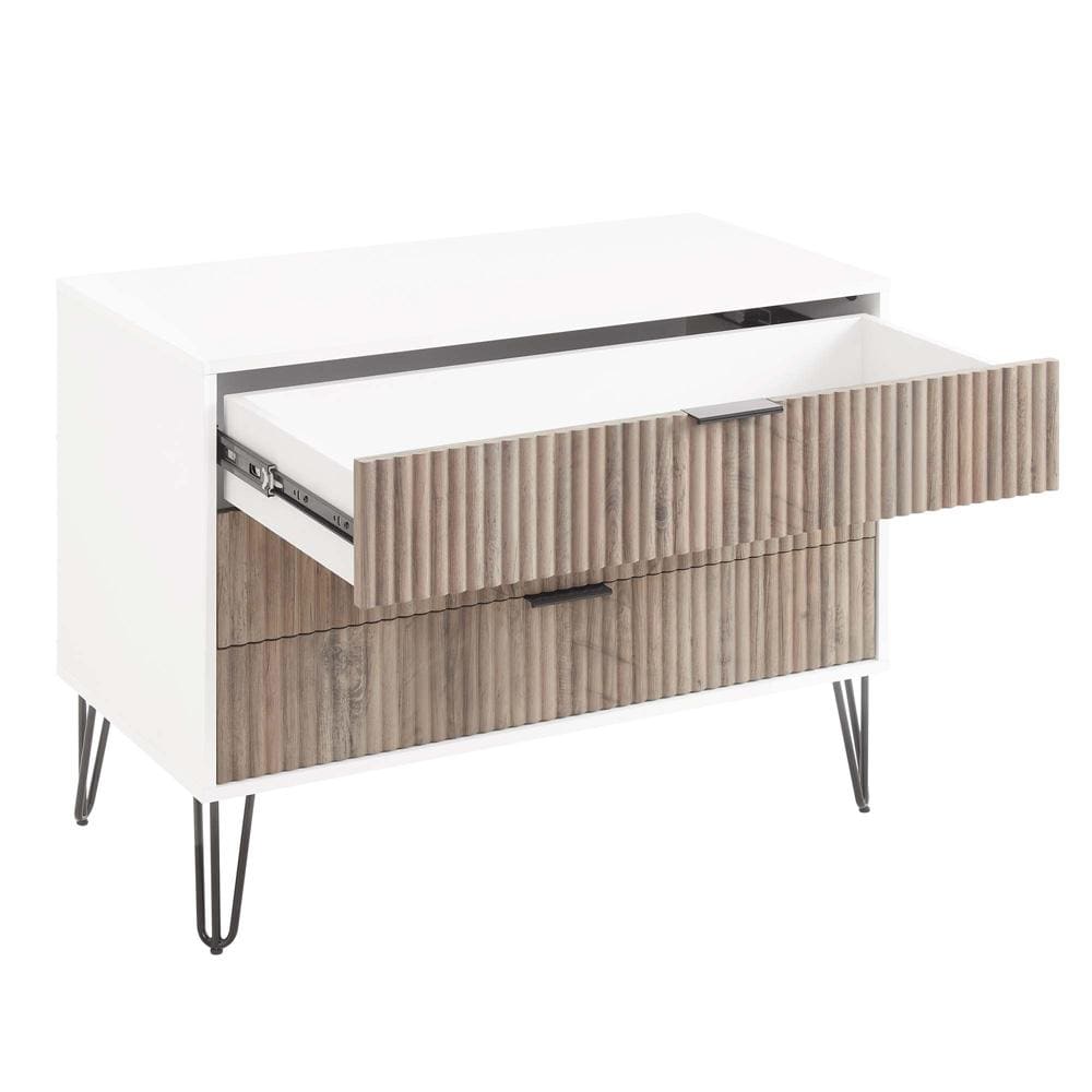 Manhattan Comfort - 2-Piece DUMBO Nightstand and Dresser with 4 Drawers in White and GreyWhite and Rustic Grey - 2-DB01-WG veiw 6