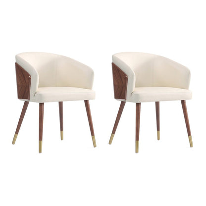 Manhattan Comfort - Raya Leatherette Dining Chair with Beech Wood Legs in Walnut and Cream - Set of 2 - 2-DC082-CR veiw 1