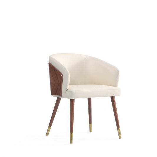 Manhattan Comfort - Raya Leatherette Dining Chair with Beech Wood Legs in Walnut and Cream - Set of 2 - 2-DC082-CR veiw 2