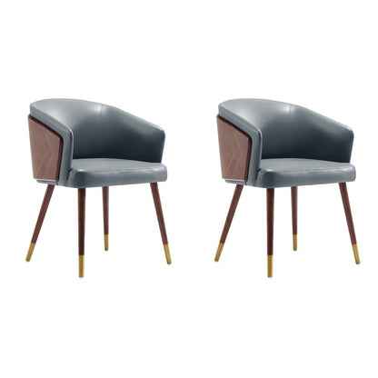 Manhattan Comfort - Raya Leatherette Dining Chair with Beech Wood Legs in Walnut and Graphite Grey - Set of 2 - 2-DC082-GY veiw 1