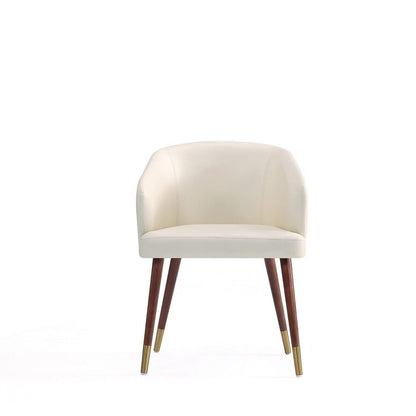 Manhattan Comfort - Raya Leatherette Dining Chair with Beech Wood Legs in Walnut and Cream - DC082-CR veiw 1