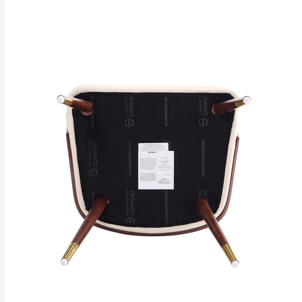 Manhattan Comfort - Raya Leatherette Dining Chair with Beech Wood Legs in Walnut and Cream - DC082-CR veiw 5