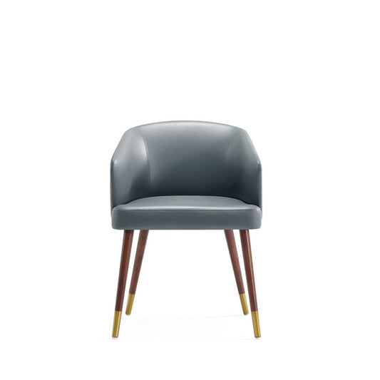 Manhattan Comfort - Raya Leatherette Dining Chair with Beech Wood Legs in Walnut and Graphite Grey - DC082-GY veiw 1