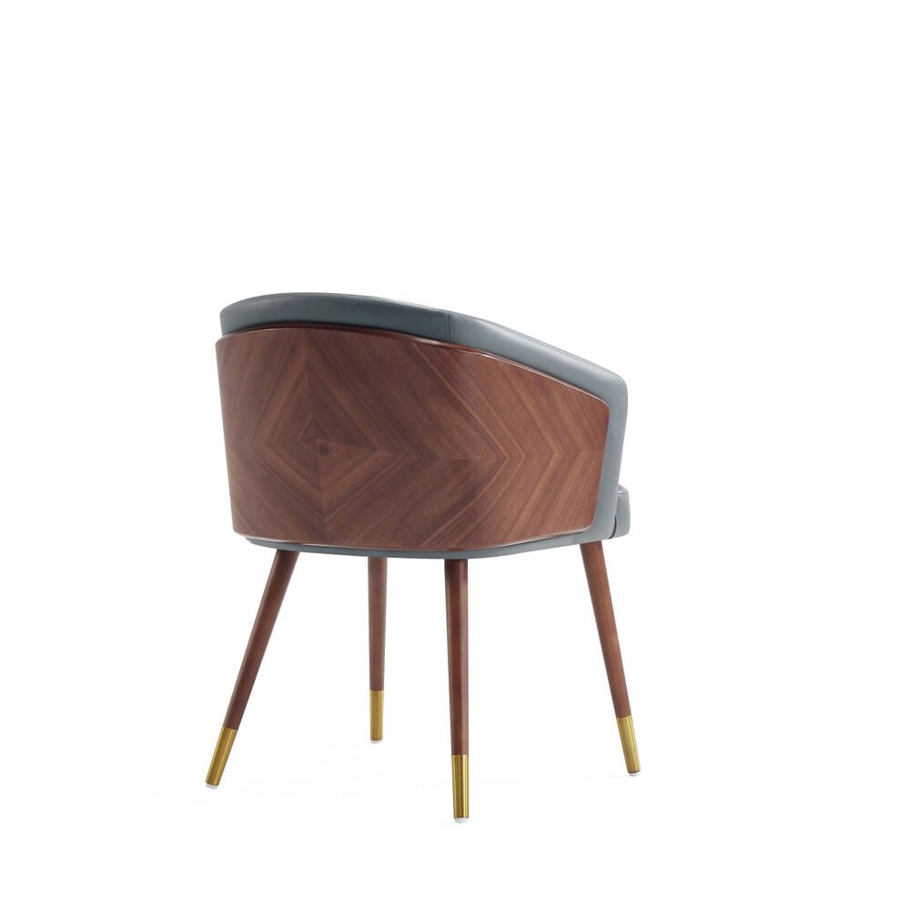 Manhattan Comfort - Raya Leatherette Dining Chair with Beech Wood Legs in Walnut and Graphite Grey - DC082-GY veiw 3