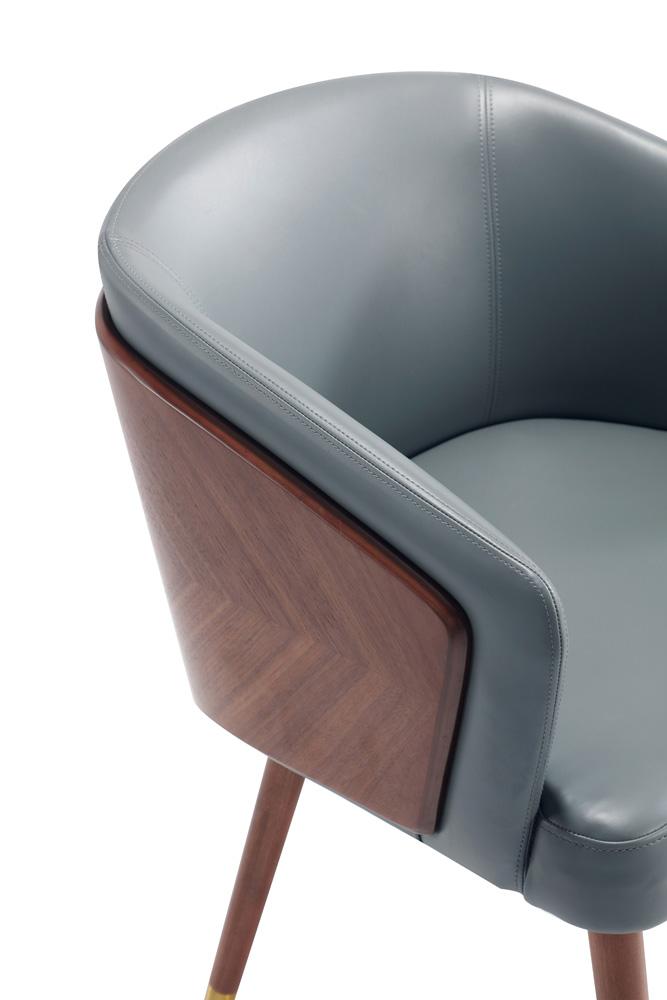 Manhattan Comfort - Raya Leatherette Dining Chair with Beech Wood Legs in Walnut and Graphite Grey - DC082-GY veiw 6