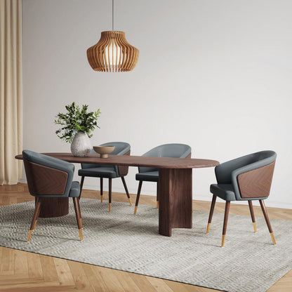 Manhattan Comfort - Raya Leatherette Dining Chair with Beech Wood Legs in Walnut and Graphite Grey - DC082-GY veiw 7