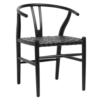 Henry & Mason - Perdino Antique Black Teak Wood and Full Grain Leather Weave Counter Stool - DV7282 veiw 1