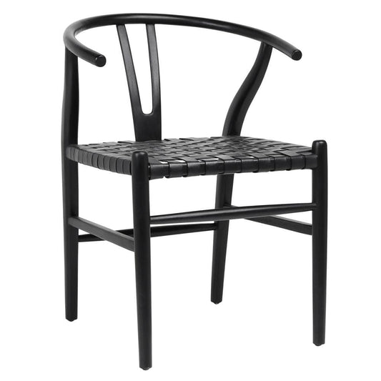 Henry & Mason - Perdino Antique Black Teak Wood and Full Grain Leather Weave Counter Stool - DV7282 veiw 1