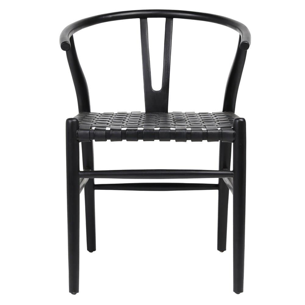 Henry & Mason - Perdino Antique Black Teak Wood and Full Grain Leather Weave Counter Stool - DV7282 veiw 2