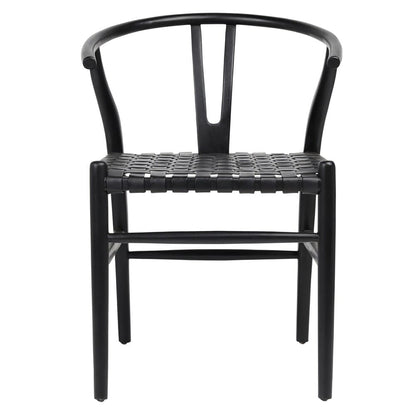 Henry & Mason - Perdino Antique Black Teak Wood and Full Grain Leather Weave Counter Stool - DV7282 veiw 2