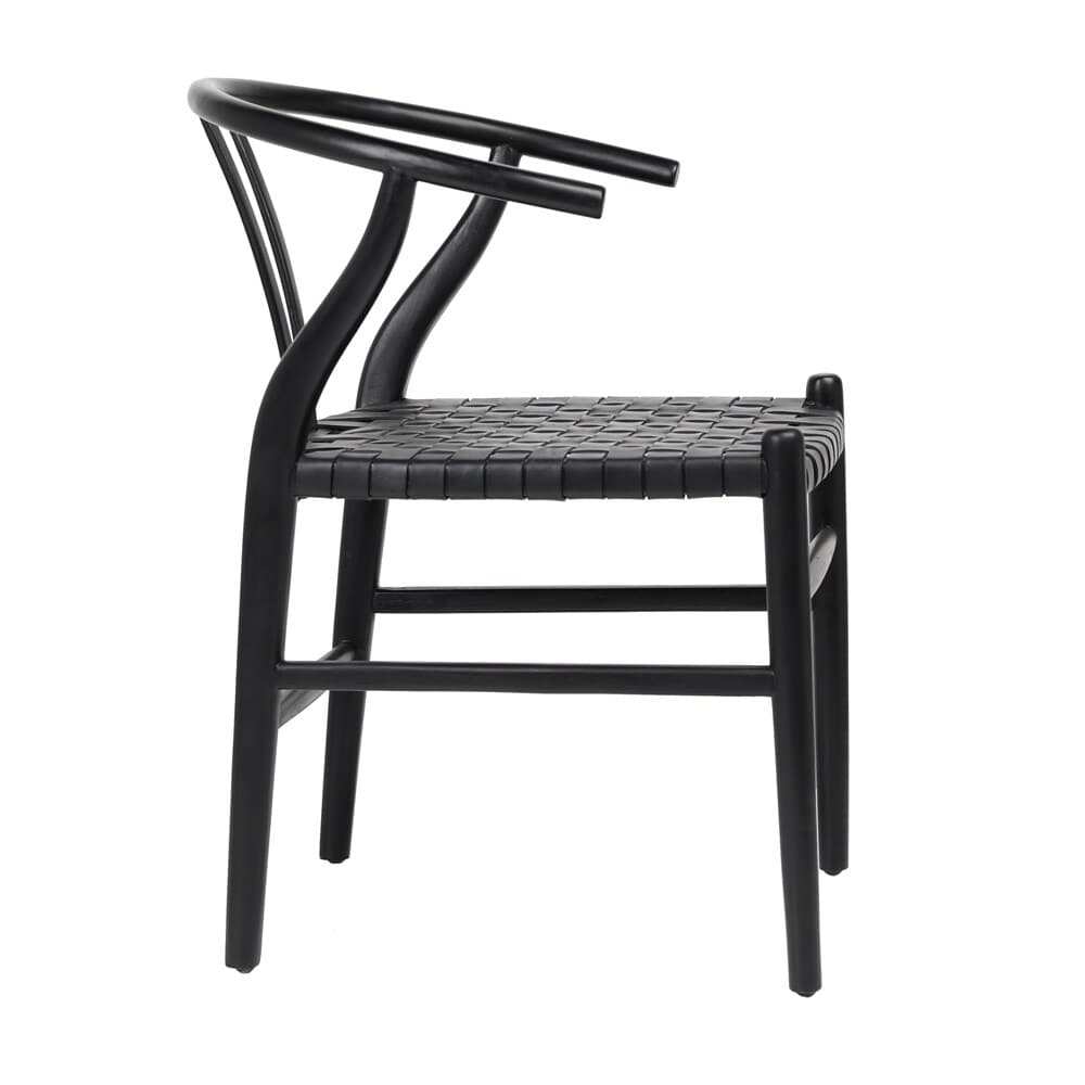 Henry & Mason - Perdino Antique Black Teak Wood and Full Grain Leather Weave Counter Stool - DV7282 veiw 3