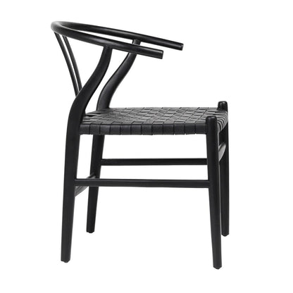 Henry & Mason - Perdino Antique Black Teak Wood and Full Grain Leather Weave Counter Stool - DV7282 veiw 3