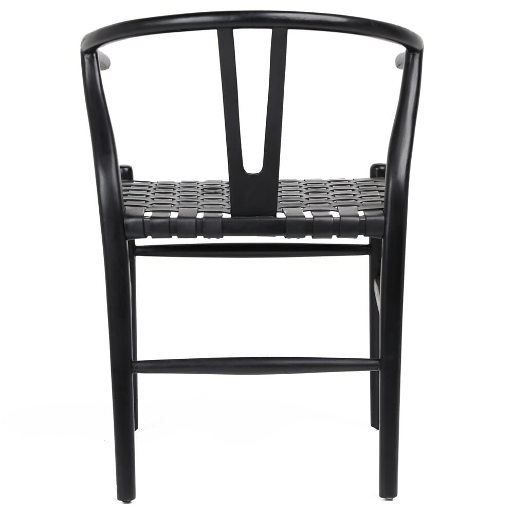 Henry & Mason - Perdino Antique Black Teak Wood and Full Grain Leather Weave Counter Stool - DV7282 veiw 4