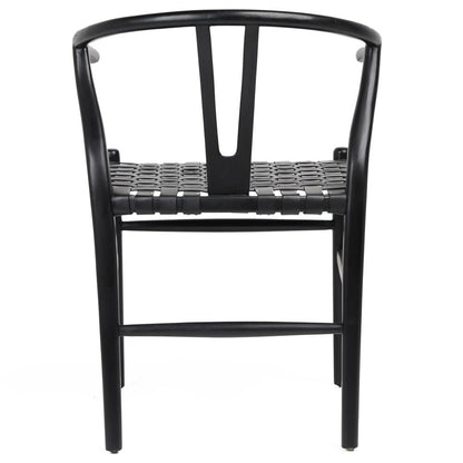 Henry & Mason - Perdino Antique Black Teak Wood and Full Grain Leather Weave Counter Stool - DV7282 veiw 4