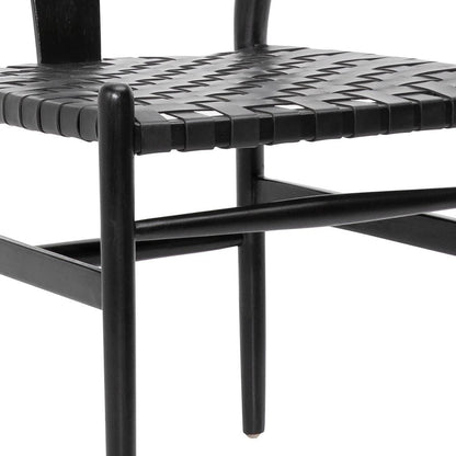 Henry & Mason - Perdino Antique Black Teak Wood and Full Grain Leather Weave Counter Stool - DV7282 veiw 5
