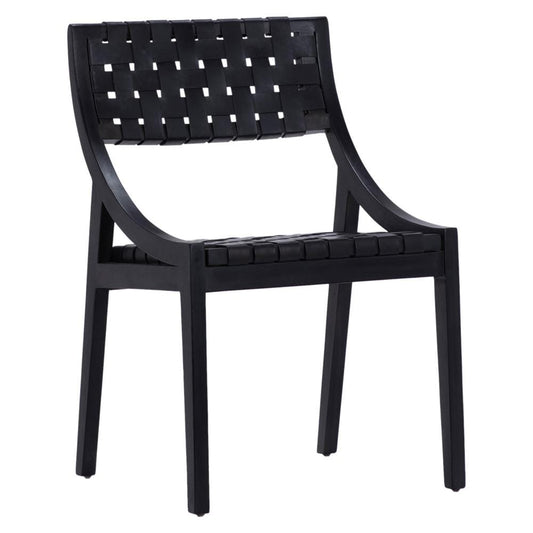 Henry & Mason - Palisades Black Teak Wood and Black Leather Dining Chair - DV7281 veiw 1