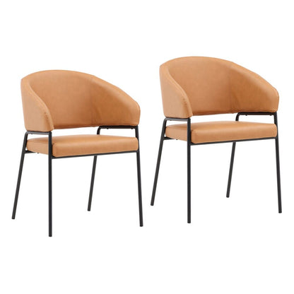 Henry & Mason - Lusk Iron Dining Chair with Camel Faux Leather - Set of 2 - DV7259 veiw 1
