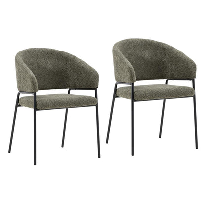 Henry & Mason - Lusk Iron Dining Chair with Olive Green Boucle Fabric - Set of 2 - DV7260 veiw 1