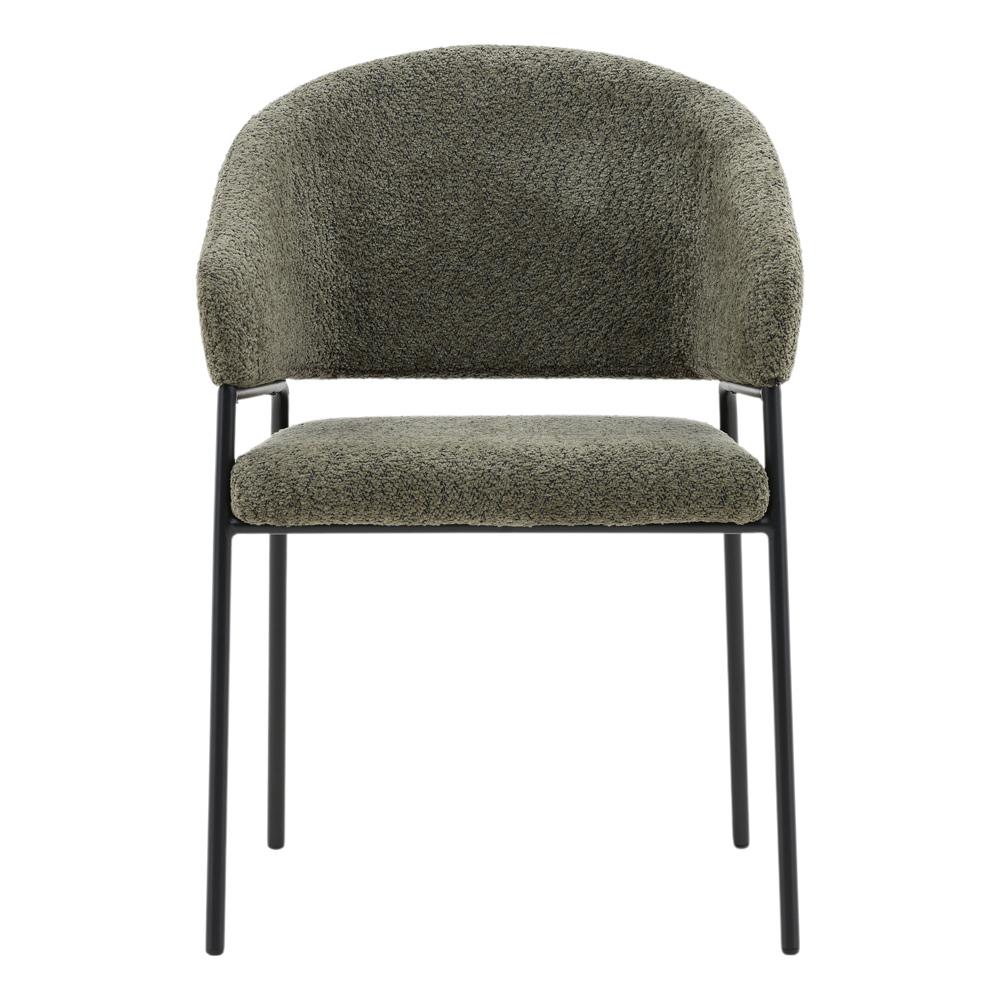 Henry & Mason - Lusk Iron Dining Chair with Olive Green Boucle Fabric - Set of 2 - DV7260 veiw 2