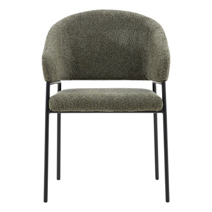 Henry & Mason - Lusk Iron Dining Chair with Olive Green Boucle Fabric - Set of 2 - DV7260 veiw 2