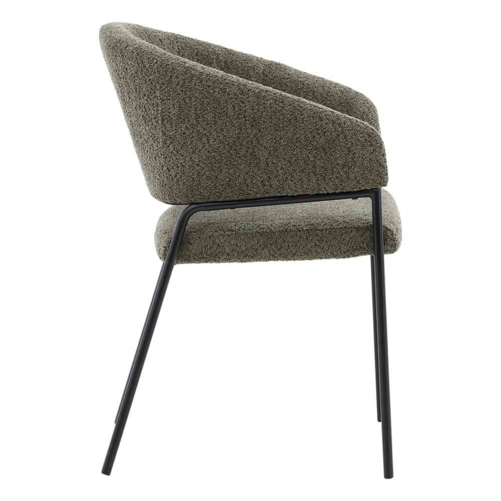Henry & Mason - Lusk Iron Dining Chair with Olive Green Boucle Fabric - Set of 2 - DV7260 veiw 3