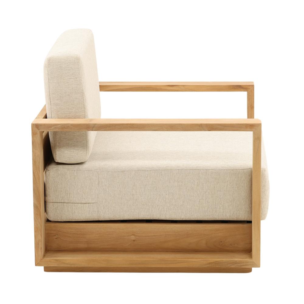 Henry & Mason - Gilbert Teak Wood Outdoor Sofa Chair in Sand Olefin - DV7686 veiw 3