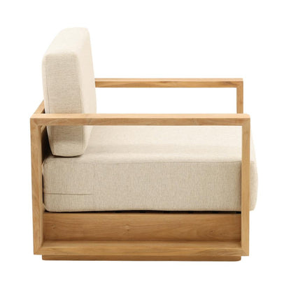 Henry & Mason - Gilbert Teak Wood Outdoor Sofa Chair in Sand Olefin - DV7686 veiw 3