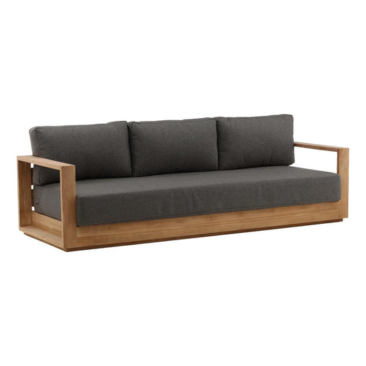 Henry & Mason - Gilbert Teak Wood Outdoor Sofa in Charcoal Olefin - DV7683 veiw 1