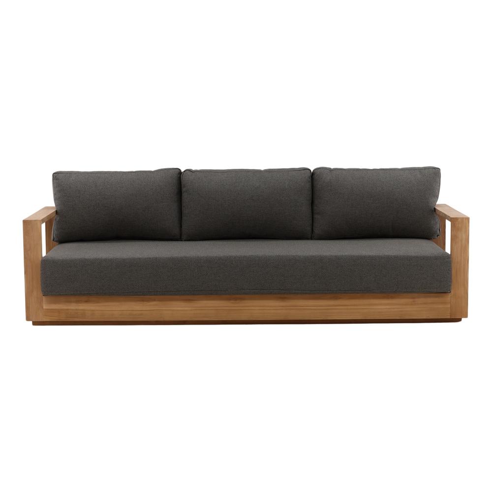 Henry & Mason - Gilbert Teak Wood Outdoor Sofa in Charcoal Olefin - DV7683 veiw 2