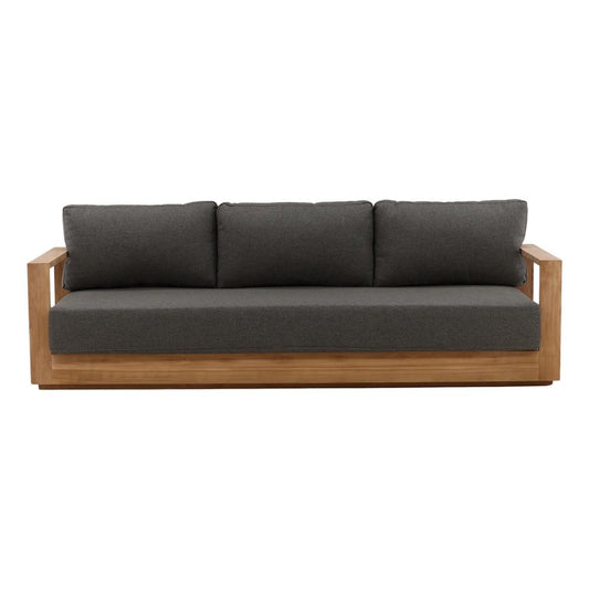 Henry & Mason - Gilbert Teak Wood Outdoor Sofa in Charcoal Olefin - DV7683 veiw 2