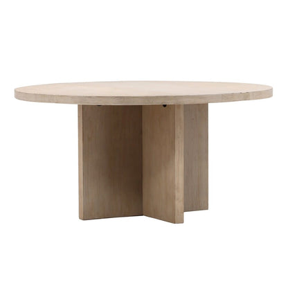 Henry & Mason - Davidson 60in Round Reclaimed Pine Wood Dining Table in Warm Wash Finish - DV7865 veiw 1