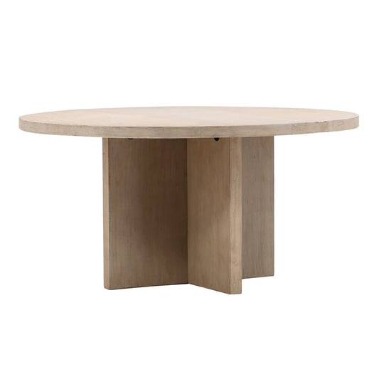 Henry & Mason - Davidson 60in Round Reclaimed Pine Wood Dining Table in Warm Wash Finish - DV7865 veiw 1