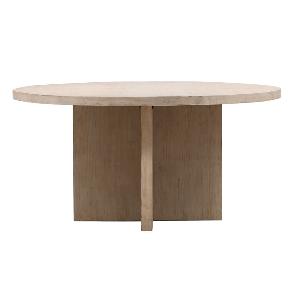 Henry & Mason - Davidson 60in Round Reclaimed Pine Wood Dining Table in Warm Wash Finish - DV7865 veiw 2