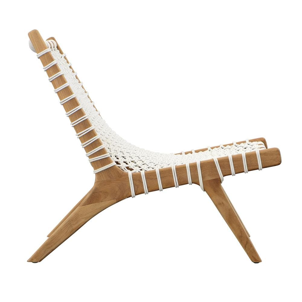 Henry & Mason - Andreti Teak Wood Outdoor Occasional Chair with White Woven Rope - DV7239 veiw 3
