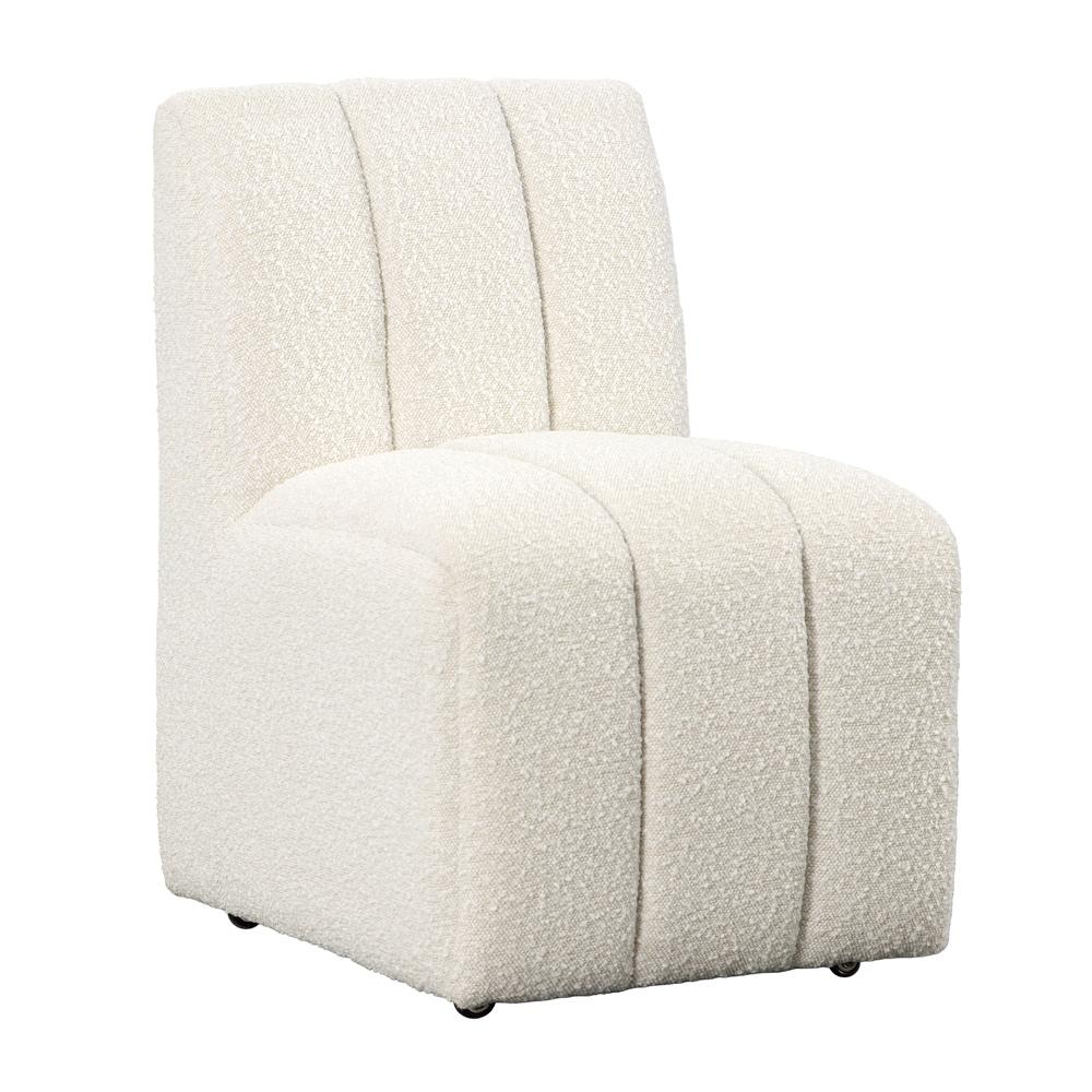Henry & Mason - Yosem Solid Pine Dining Chair in Cream Boucle Performance Fabric with Casters - DV7384 veiw 1