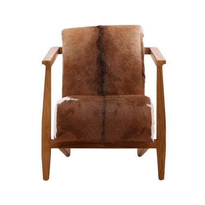 Henry & Mason - Nilda Natural Teak Wood with Brown and White Goat Hide Occasional Chair - DV7042 veiw 2