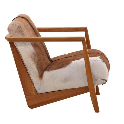 Henry & Mason - Nilda Natural Teak Wood with Brown and White Goat Hide Occasional Chair - DV7042 veiw 3